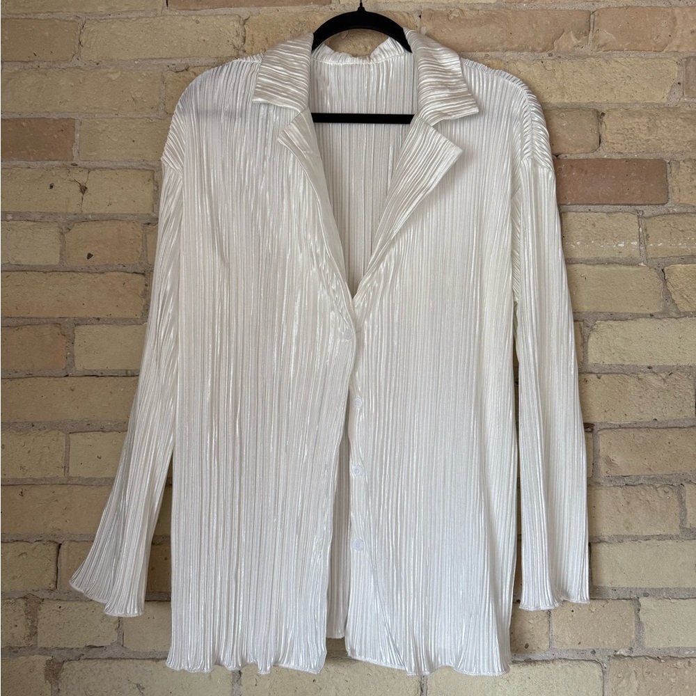 White Plisse Long sleeve/Pants Set